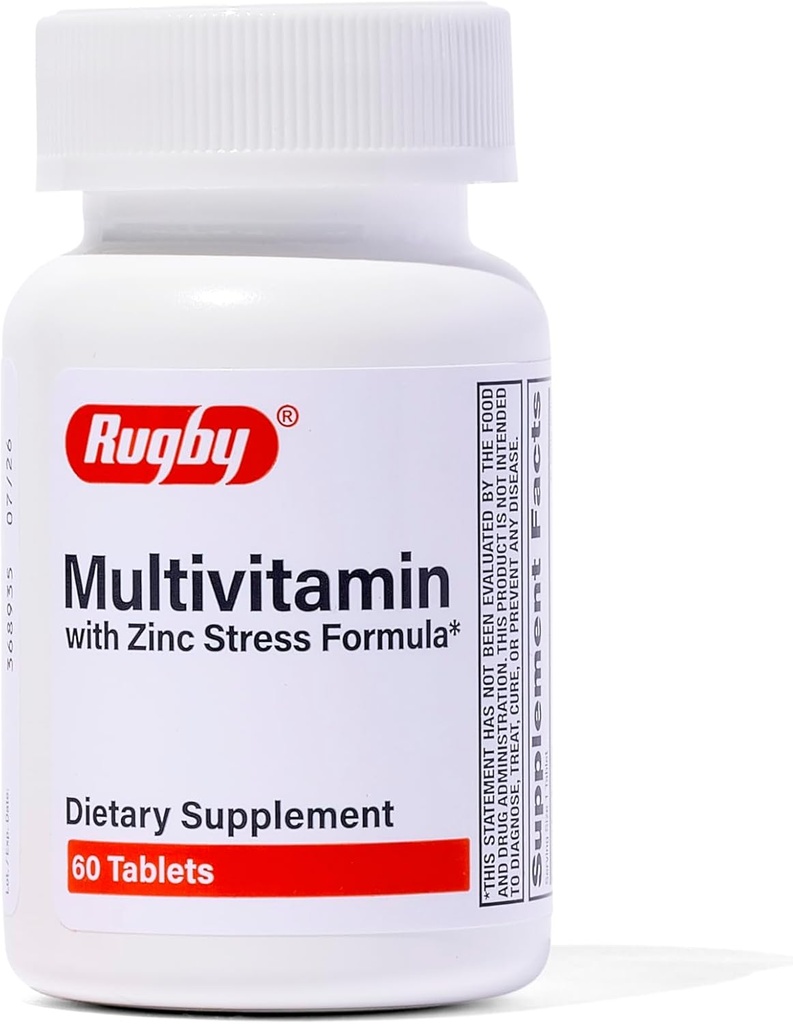 Rugby Multivitamin with Zinc Stress Formula - Dietary Supplement - 60 Tablets