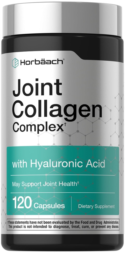 Horbäach Joint Support Supplement | 120 Capsules | with Collagen and Hyaluronic Acid | Joint Health Complex | for Men & Women | Non-GMO, Gluten Free