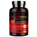 ZEBORA CoQ10-300mg mit Trans-Resveratrol, PQQ & Vitamin E - Hohe Absorption Coenzym-Q10 mit BioPerine - Leistungsstarkes Antioxidans für Herz- und Energieerzeugung,120 Veggie Kapseln