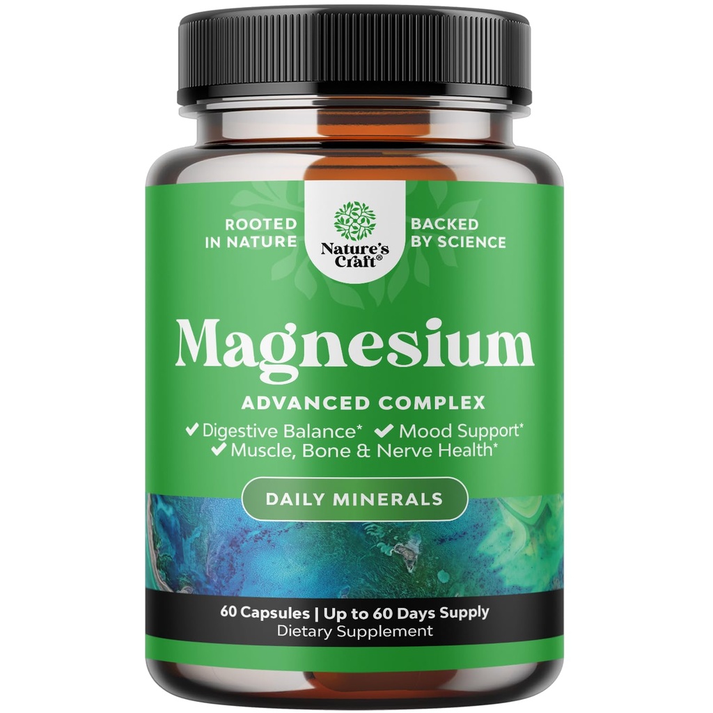 Hohe Absorption Magnesium Complex Supplement - Oxid Magnesium 500mg mit Citrat 500mg für Schlaf- und Stimmungsunterstützung - Reines Citrat pro Servierung für Muskelschmerz und Verdauung