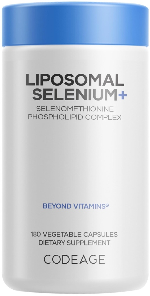 Codeage Selen 200 mcg Supplement, 6-Monats-Versorgung, Immununterstützung, Mineral Cofaktor Selenmethionin, Phospholipide, Vegan, Liposomal Delivery, 180 Kapseln
