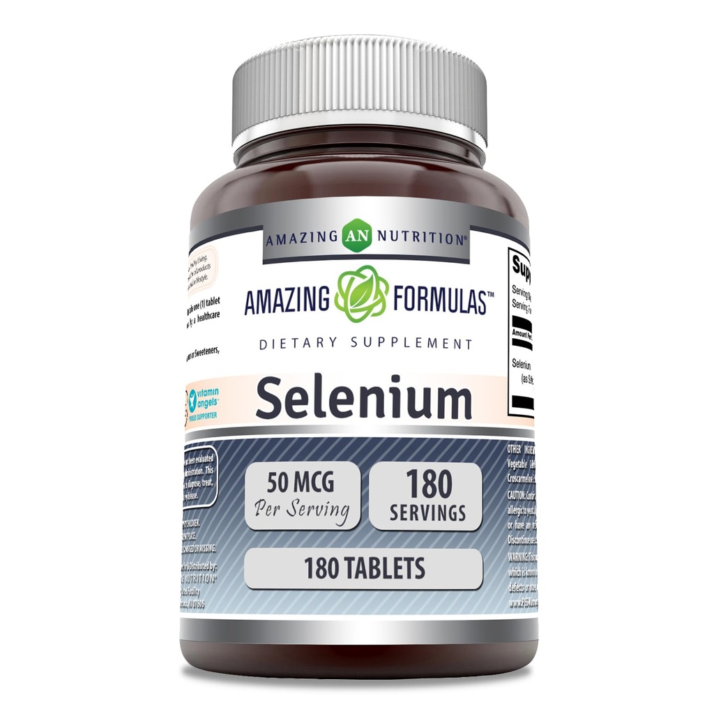 Erstaunliche Formeln Selen 50 Mcg pro Portion | 180 Tabletten Ergänzung | Nicht-GVO | Made in USA