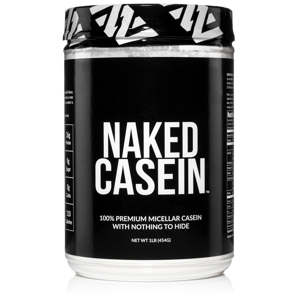 NAKED Casein - 1Lb Micellar Casein Protein - Bulk, Zero Carb, NSF Certified, GMO-Free, Gluten Free, Soy Free, Preservative Free - Stimulate Muscle Growth - Enhance Recovery - 15 Servings