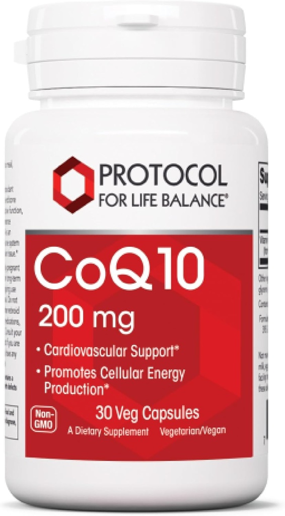 Protokoll CoQ10 200 mg - für Herzgesundheit* - Herzergänzungsmittel für Männer & Frauen* - Vegan & Non-GMO - 30 Veg Kapseln