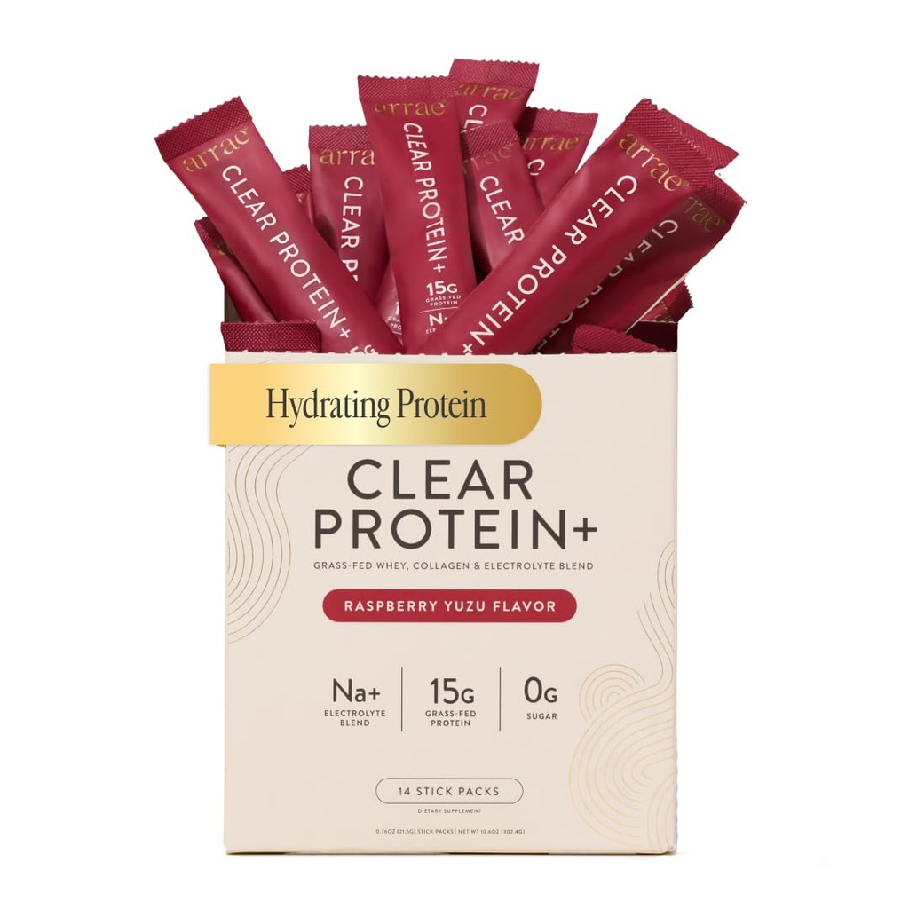 Arrae Clear Protein - Natural Protein Supplement, glatte Textur, leicht zu mischen, 14 Portionen, saubere Formel mit Elektrolyten