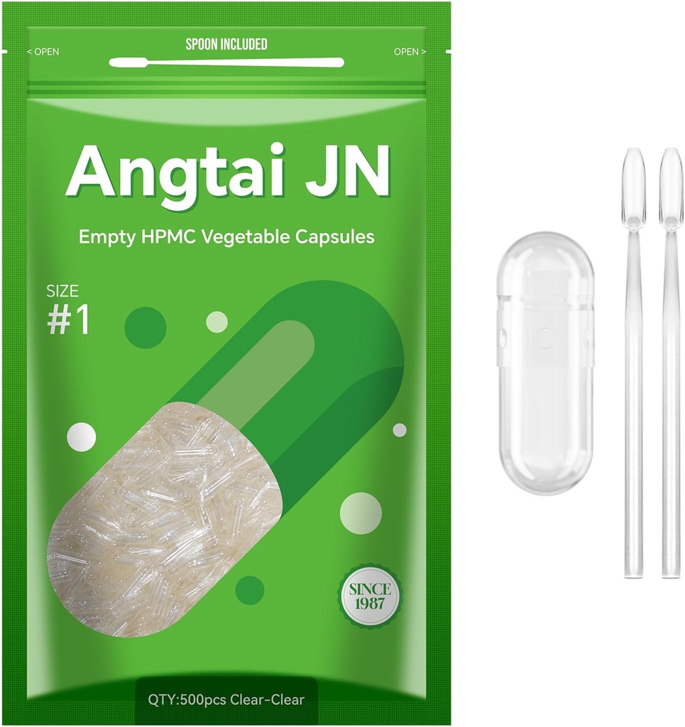 Größe 1 Leere Kapseln Vegan Pflanze basiert klar (500 Zähler) Glutenfrei, Non-GMO, Halal Zertifizierte Pillen Füllung Kit mit 2 Spoons für Vegetarische DIY Ihre eigenen Ergänzungen