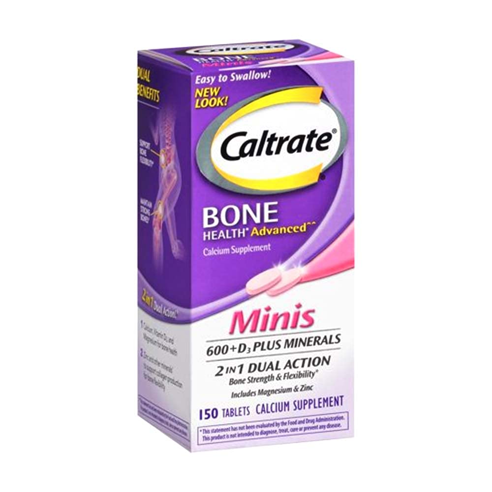 Caltrate 600+D3 Plus Minerals Mini Calcium & Vitamin D3 Supplement Mini Tablet, 600 mg, 150 Count (Pack mit 3)