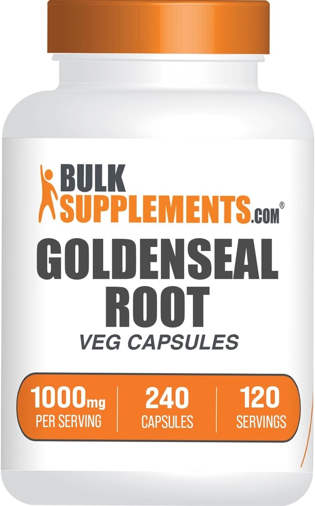 BulkSupplements.com Goldenseal Wurzelkapseln - Kräuterergänzung, aus Golden Seal Root - Vegan & Glutenfrei, 1 Kapsel pro Servierung, 240 Veg Kapseln (Pack von 1)