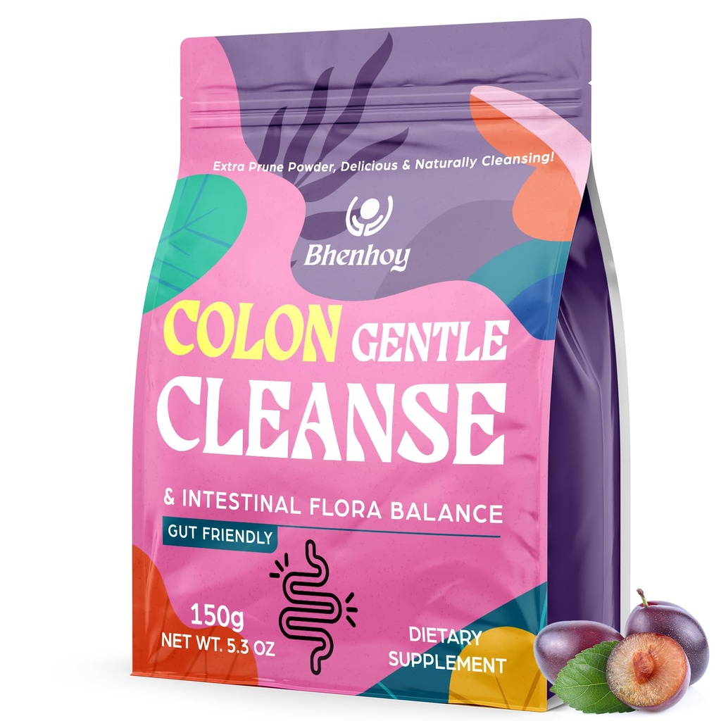 Colon Gentle Cleanse & Detox, Gut Cleanse Detox for Women & Men, for Digestion, Gut Health*, Darmflora*, Constipation*, mit 7 Probiotics, Psyllium Husk Powder & Fiber Supplement, Prune, 5.3 OZ