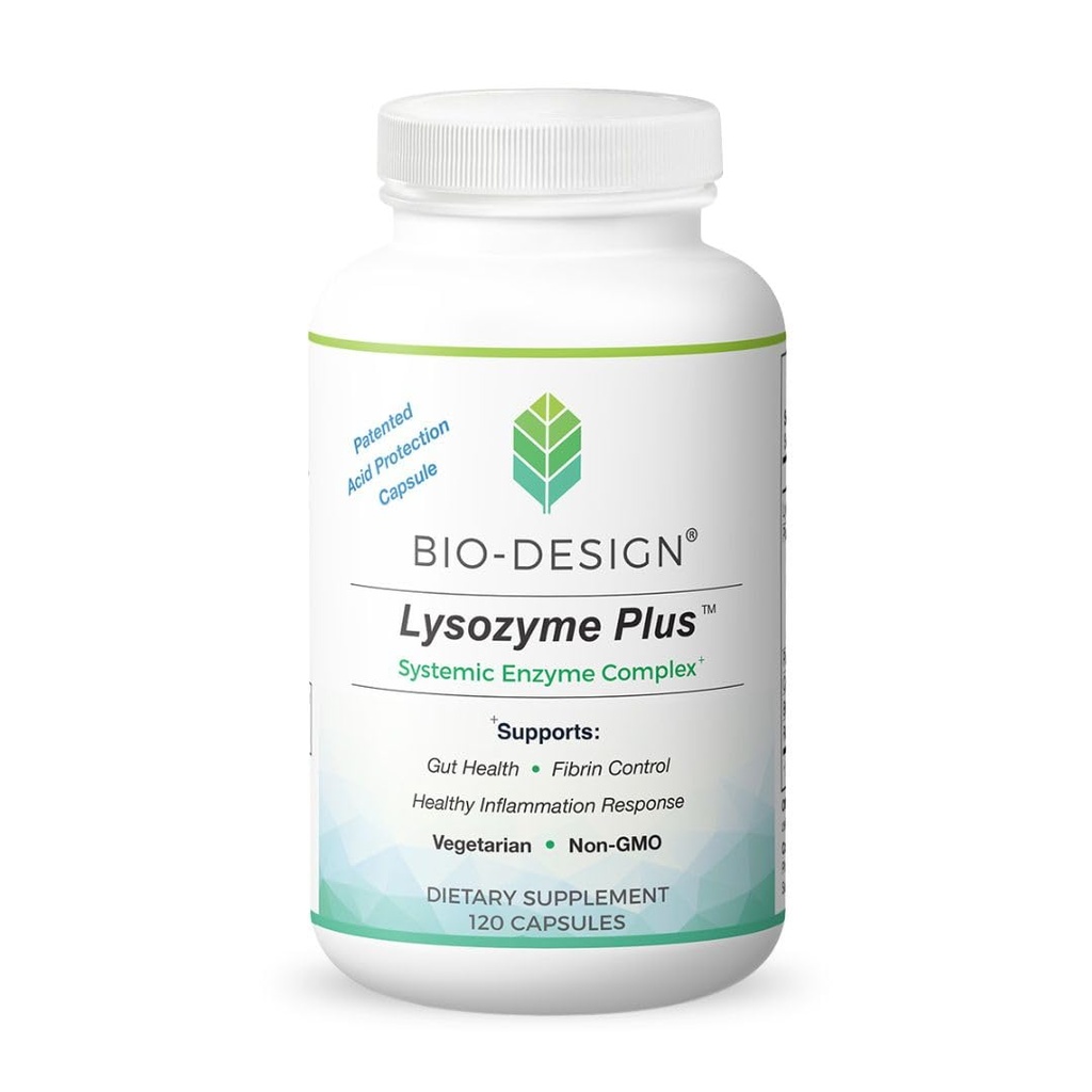 Lysozyme Plus Systemic Enzyme Complex - Breites Spektrum und hochwirksame vegetarische Enzyme - Unterstützt Gutgesundheit, Fibrin & Entzündungskontrolle - 120 Kapseln