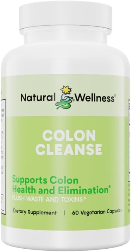 Natural Wellness Colon Cleanse – Gentle Detox mit Cascara Sagrada, Aloe Vera & 7 Pflanzen-basierte Kräuter – unterstützt Verdauung, Regularität & Gut Health – Glutenfreie, vegetarische Kapseln – 60 Zähler