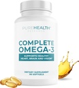 PUREHEALTH RESEARCH Complete Omega 3 Fish Oil Softgels - Omega-3 Fatty Acid Supplements- EPA DHA Supplement - Non-GMO- 90 Soft Gels