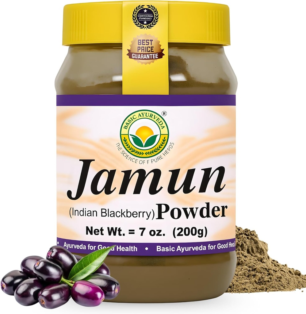 Basic Ayurveda Jamun Powder – 7.05 Oz (200g) | Indian Blackberry Fruit Powder | Natural Herbal Supplement for Daily Use | Rich in Antioxidantien | Vegan & Gluten-Free