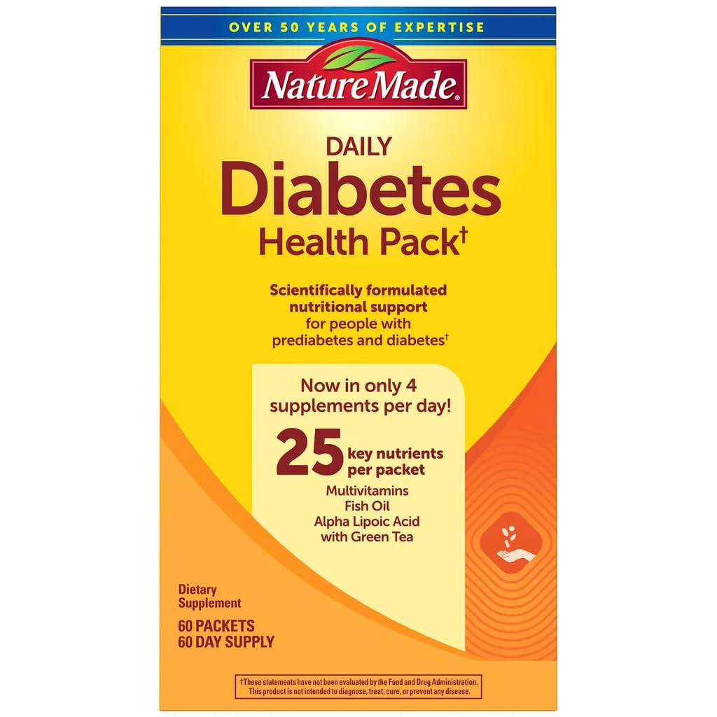 Nature Made Daily Diabetes Health Pack, Dietary Supplement for Nutritional Support, 60 Packets