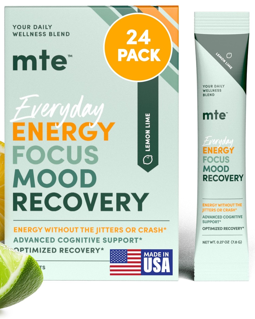 MTE Caffeine-Free Energy Drink Powder with Paraxanthine – Clean Energy for Focus, Mood & Productivity | 24 Energy Drink Packets