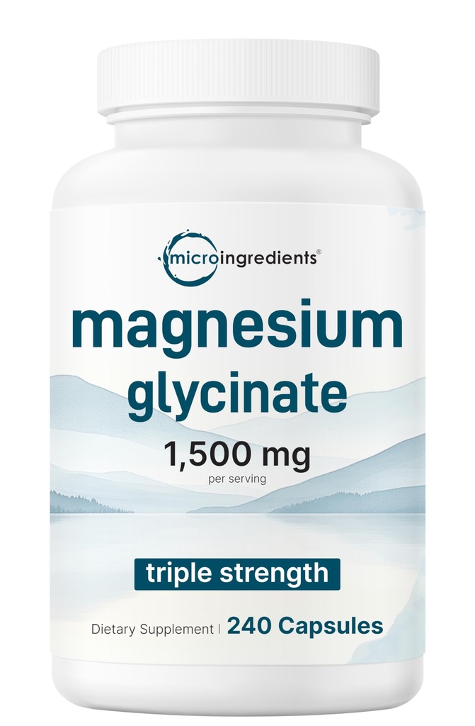 Triple Strength Magnesium Glycinate 1,500mg Per Serving, 240 Capsules | 500mg Per Capsule | Easily Absorbed Chelated Magnesium + Elemental Form | Healthy Muscle, Bones, & Mood Support | Non-GMO