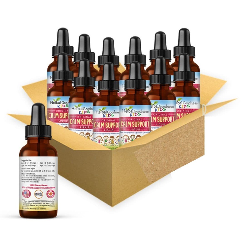 Kräuter Papaya Kinder beruhigen Flüssigkeitsextrakt 1oz mit Magnesium Glycinat, Magnesium Citrat, Kinder Multivitamin - Magnesium für Kinder - 1oz Flasche, 12 Units
