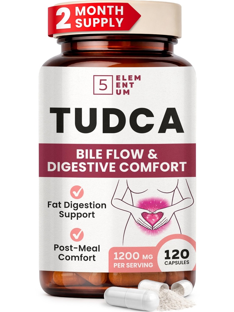 TUDCA Supplement 1200mg – Premium Bile Salts & Tauroursodeoxycholic Acid for Fat Digestion – Liver & Gallbladder Support for Women, Post-Meal Comfort – 120 Capsules