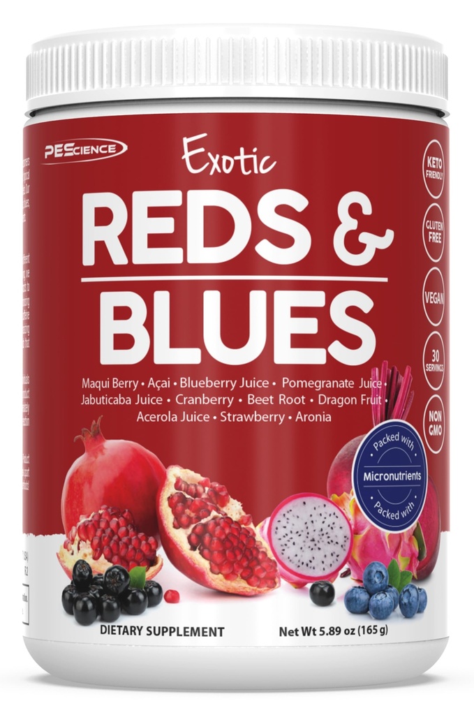PEScience Reds & Blues Superfoods Pulver, 30 Servierungen, Myo-Inositol-Ergänzung, Rübenwurzelpulver, Granatapfel und Acai-Extrakt, Gefriergetrocknete Antioxidante Fruchtmischung