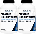 Nutricost Creatine Monohydrat 3,000mg, 180 Kapseln (750mg pro Kapsel) - Glutenfrei, Non-GMO (Pack von 2)