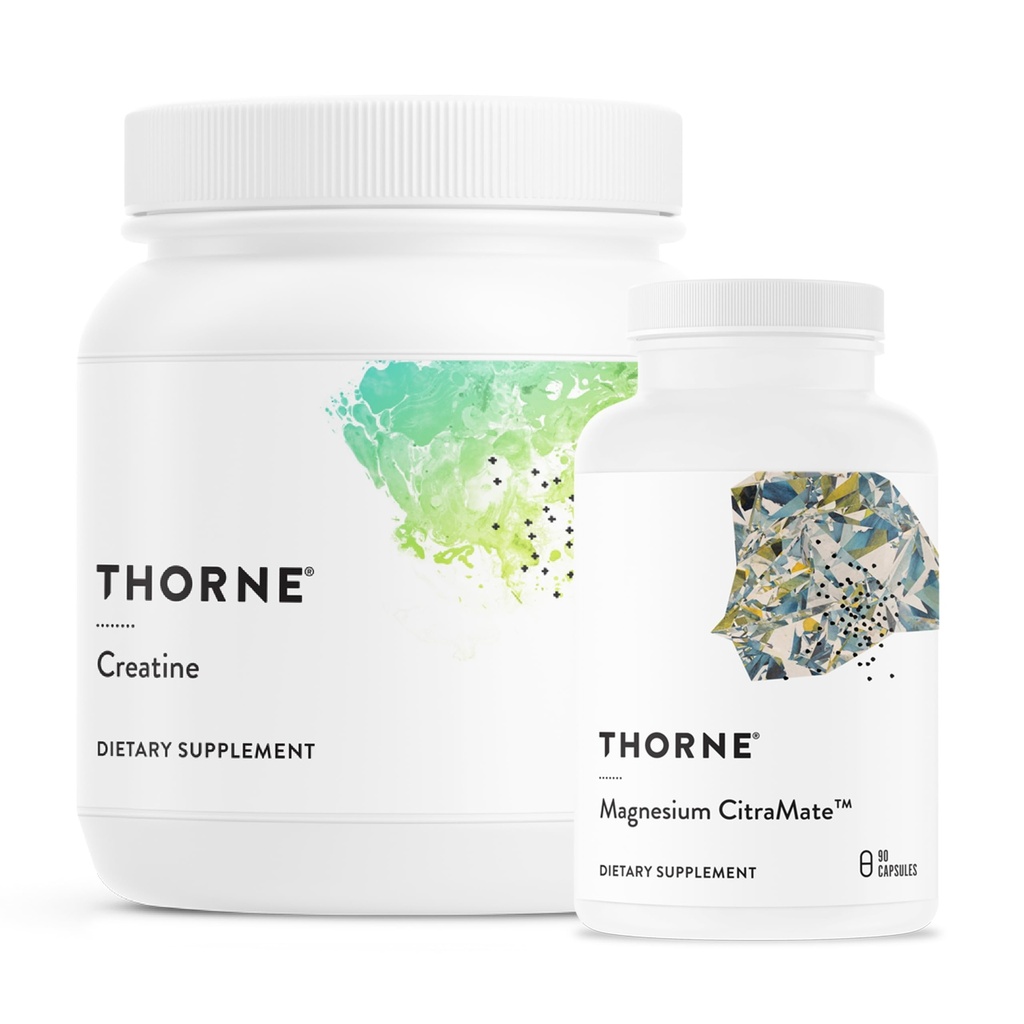 THORNE - Magnesium CitraMate & Creatine Performance Combo - wesentliche Unterstützung für Energie, Muskeln und kognitive Funktion - 90 Servietten