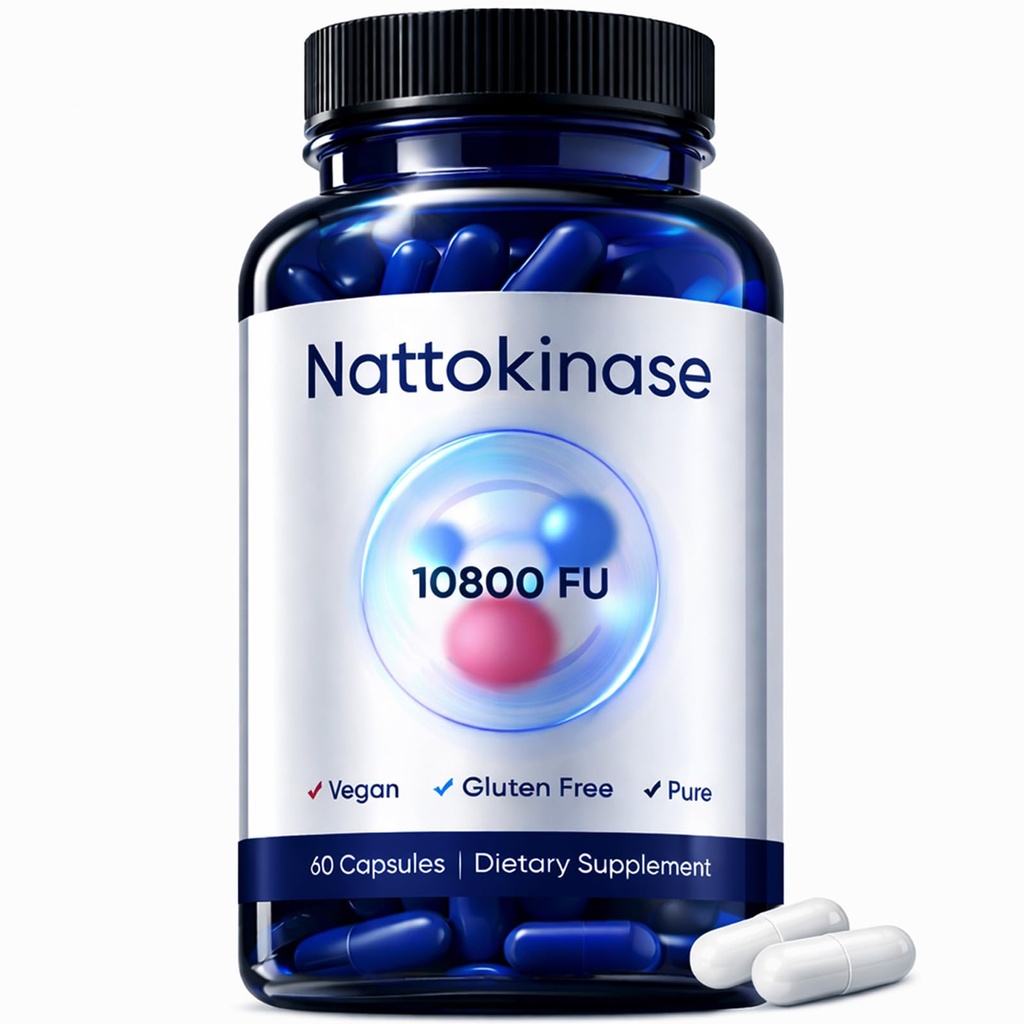 Ultimate Nattokinase Capsules, Nattokinase Supplement Organic 10800 FU Per Serving for Heart Health, and Daily Wellness Support, Vegan, Gluten Free, 60 Capsules (1)