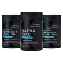 Sports Research® Brain Support Pack - Extra Strength Alpha GPC 630mg + Alaskan Omega-3 ­­Fish Oil Mini-Gels + High-Absorption Magtein® 2000mg