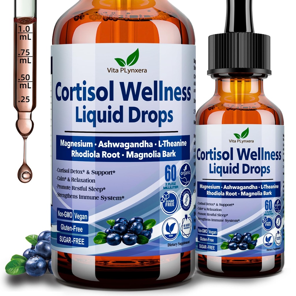 Cortisol Ergänzungen für Frauen und Männer, 17-in-1 Cortisol Reducer Detox Manager w. Magnesium Glycinate Ashwagandha, L-Theanin, Phosphatidylserin, Hormon Balanced für Frauen, Recess Mood Focus, Sleep