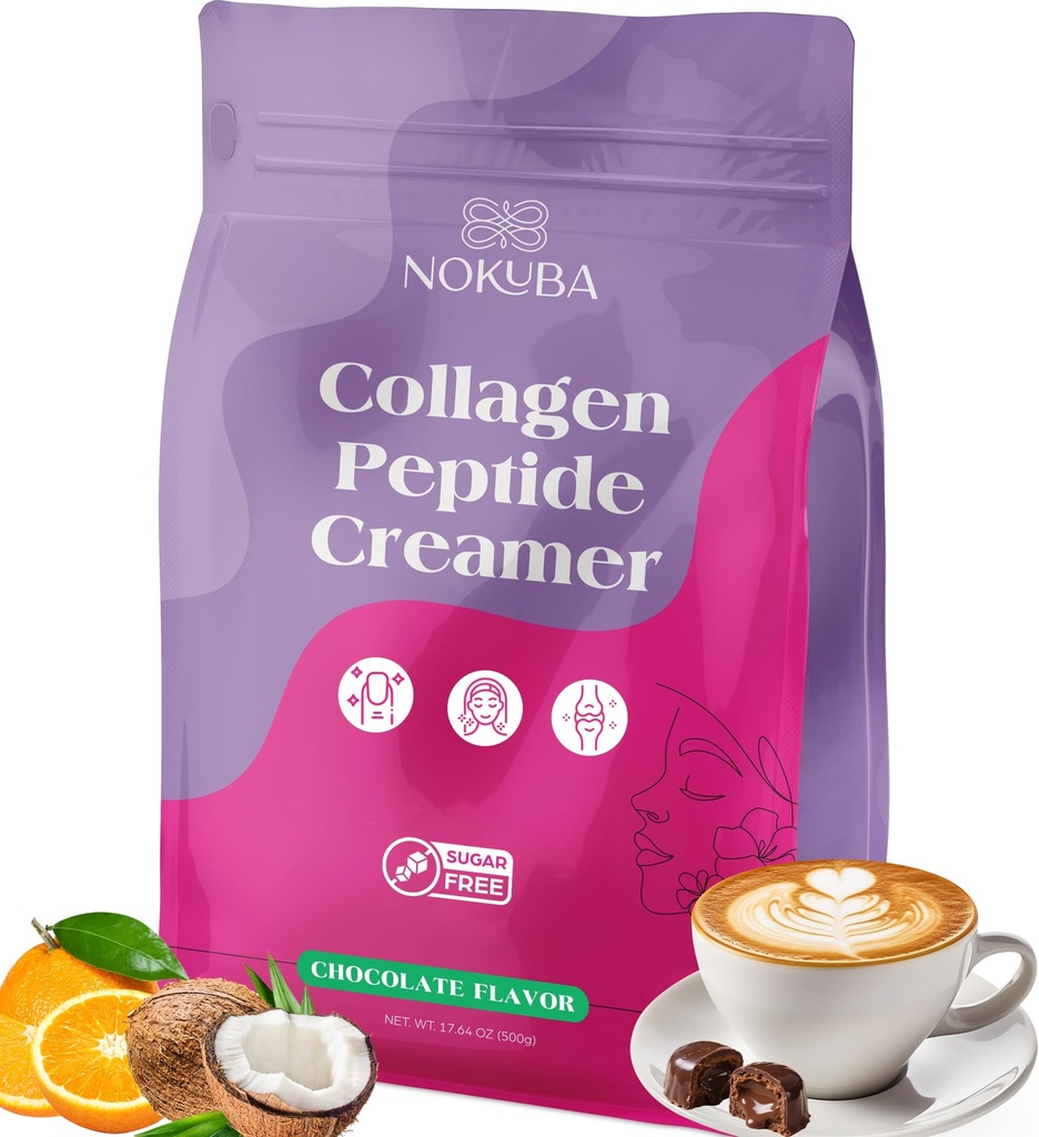 Collagen Protein Coffee Creamer Powder with Coconut MCT, Hyaluronic Acid, Vitamin C & Probiotics for Hair Skin and Nails, Gut Health, Non Dairy, Sugar Free, Keto, Chocolate, 17.64 Ounce (20 Servings)