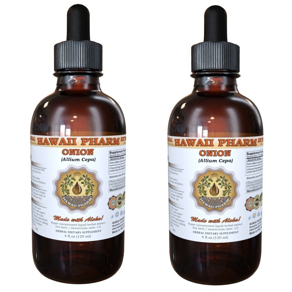 HawaiiPharm Onion Liquid Extract, Onion (Allium Cepa) Bulb Powder Tincture, Herbal Supplement, Made in USA, 2x4 fl.oz