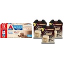 Atkins Milk Chocolate Delight Protein Shake & Café au Lait Iced Coffee Protein Shake, 15g Protein, Low Glycemic, 3g Net Carb, 1g Sugar, Keto Friendly, 12 Count