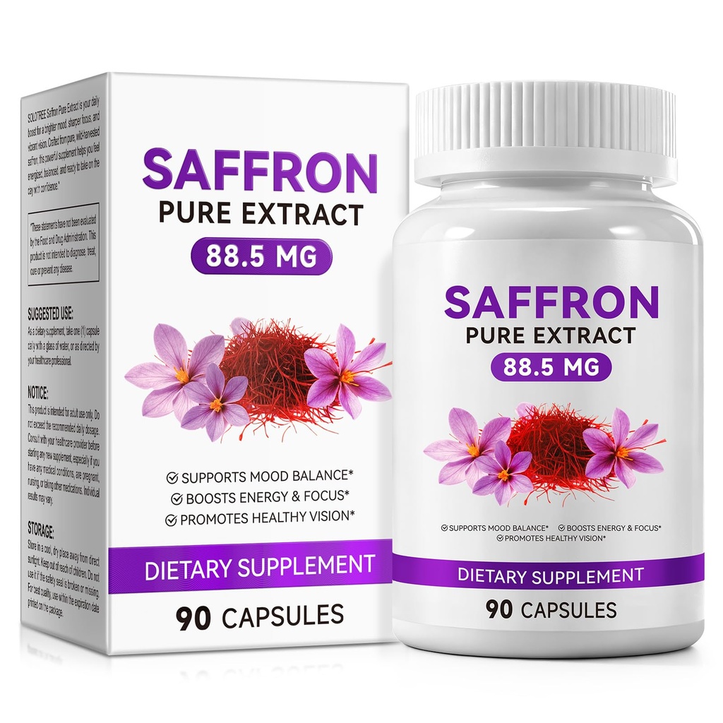Premium Saffron Supplements – 90 Caps Saffron Extract Softgel for Mood & Focus Support, Natural Crocus Sativus Herb for Daily Well-Being