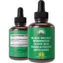 Wormwood Black Walnut Clove Cleanse for Humans. Elimination Detox + Intestinal Support Liquid Tincture Supplement for Adults and Kids. with Artichoke and Chanca Piedra for Additional Benefits