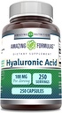 Erstaunliche Formeln Hyaluronsäure 100mg 250 Kapseln Ergänzung | Non GMO | Gluten Free | Made in USA