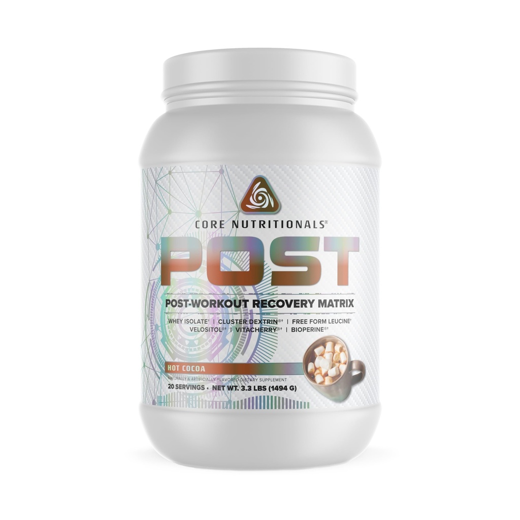 Core Nutritionals Post Ultimate Post-Workout Recovery Matrix | Fast Acting Protein & Carbs | Cluster Dextrin & Dextrose | 24g Whey Isolate | 20 Servings (Hot Cocoa)
