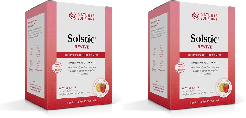 Nature's Sunshine Solstic Revive, 60 Packets | Post Workout Recovery Drink with Vitamin C, Vitamin E, and Calcium to Support Bone Health and Replenish Important Nutrients