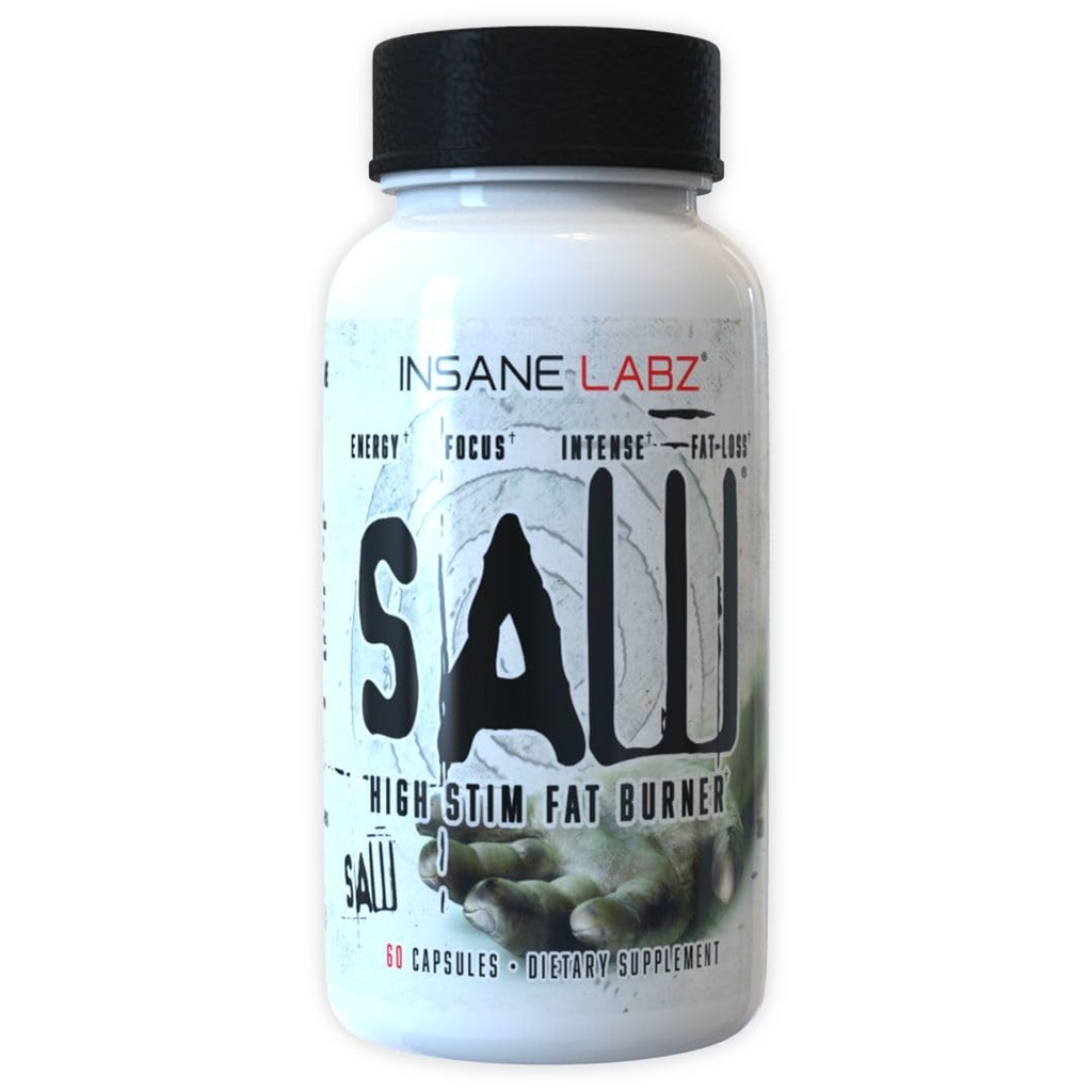 Insane Labz Saw®, High Potency Fat Burner, Thermogenic Weight Loss Supplement und Appetit Suppressant mit L-Tyrosine, Yerba Mate, GABA und Alpha Yohimbine, 60 Srvgs