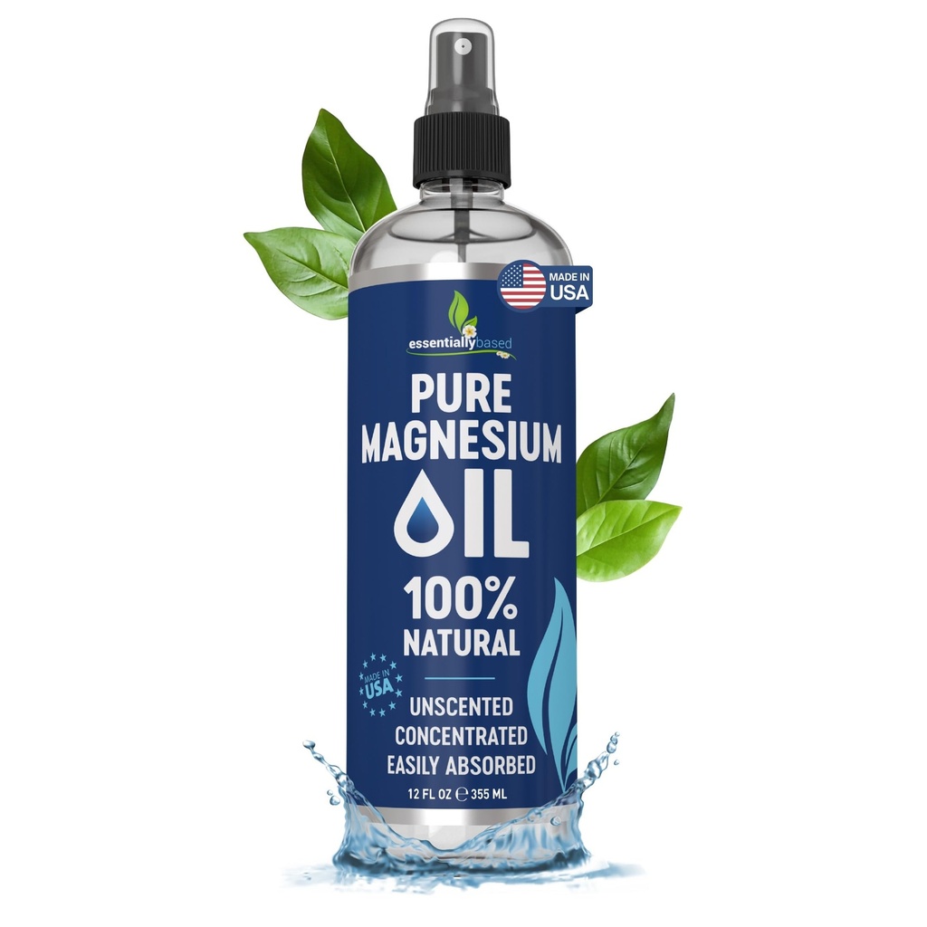 Pure Magnesium Oil Spray 12oz - Topical Magnesium Spray for Sleep & Feet - Extra Strength - USP Grade - 100% Natural and Organic Oil for Muscle Pain & Cramps - Less Sting - Less Itch - Made in USA