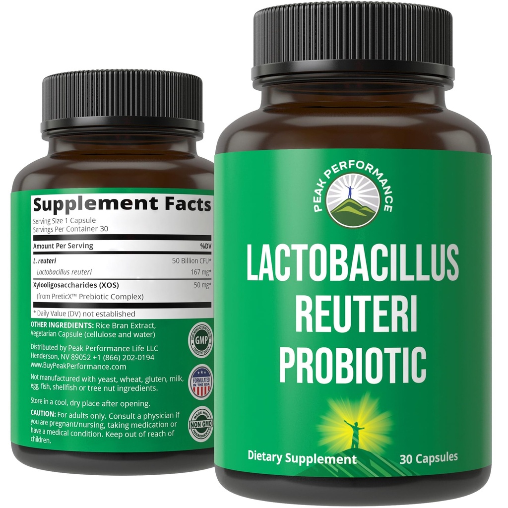 Lactobacillus Reuteri 50 Milliarden CFU Probiotika mit klinisch untersuchtem PreticX® XOS Prebiotic - Probiotische Kapseln Ergänzung für Darmgesundheit und Verdauungsunterstützung - USA getestet für Frauen und Männer