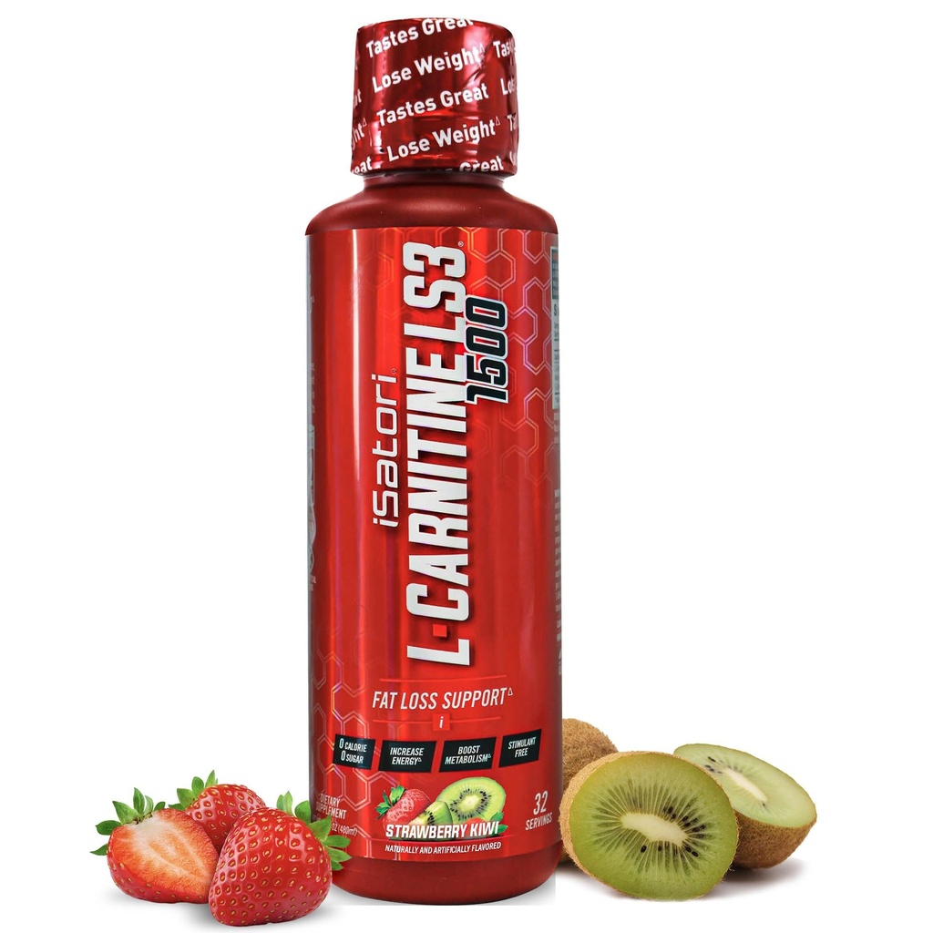 iSatori L-Carnitin LS3 1500, Flüssiges L-Carnitin mit Acetyl L-Carnitin, L-Carnitin L-Tartrate, Stimulant Free Pre Workout, Low Calorie, Zucker, Gluten, Keto-Friendly, Erdbeer Kiwi (32 Servierungen)