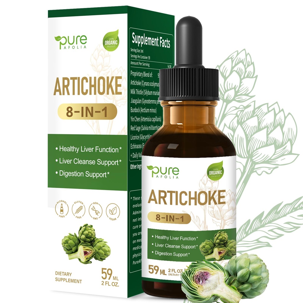Artichoke Extract Drops for Liver Health & Liver Cleanse Support. 8-in-1 Synergistic Formula for Digestion Support w/Milk Thistle Burdock. High-Potency Herbal Drops, Vegan, Non-GMO. 2 oz