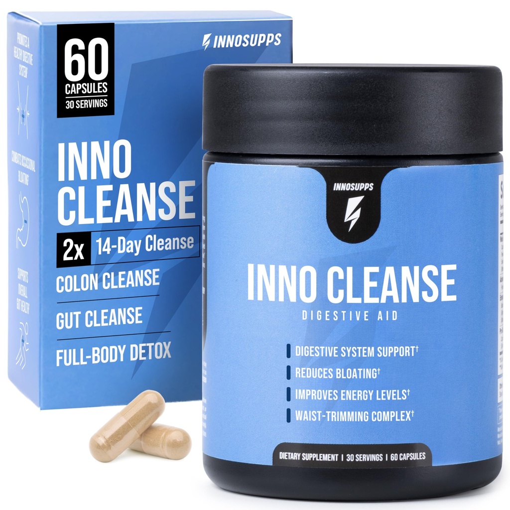 InnoSupps Inno Cleanse 14 Tage Colon & Detox Flush, Waist Trimming Complex, Gut Cleanse, Verdauungssystem Unterstützung, Hocker Softener & Reduzierte Bloating & Occasional Constipation Relief