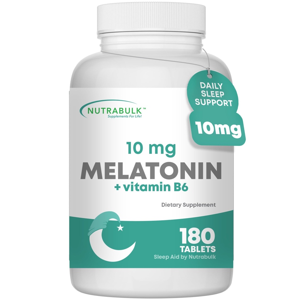 NutraBulk Melatonin-Tabletten - Schnelles natürliches nächtliches Schlafmittel für Erwachsene und Kinder (180 Tabletten)