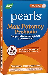 Nature's Way Max Potency Probiotic Pearls for Men and Women, Supports Digestive, Immune, Colon Health*, 5 Billion Live Cultures, No Refrigeration Required, 30 Softgels (Packaging May Vary) (Pack of 2)