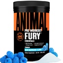 Animal Fury - Pre Workout Pulver Ergänzung für Energie und Fokus - 5g BCAA, 350mg Koffein Stickstoffmonoxid ohne Kreatin - Leistungsstarke Stimulanz für Bodybuilder - Blau Himbeer