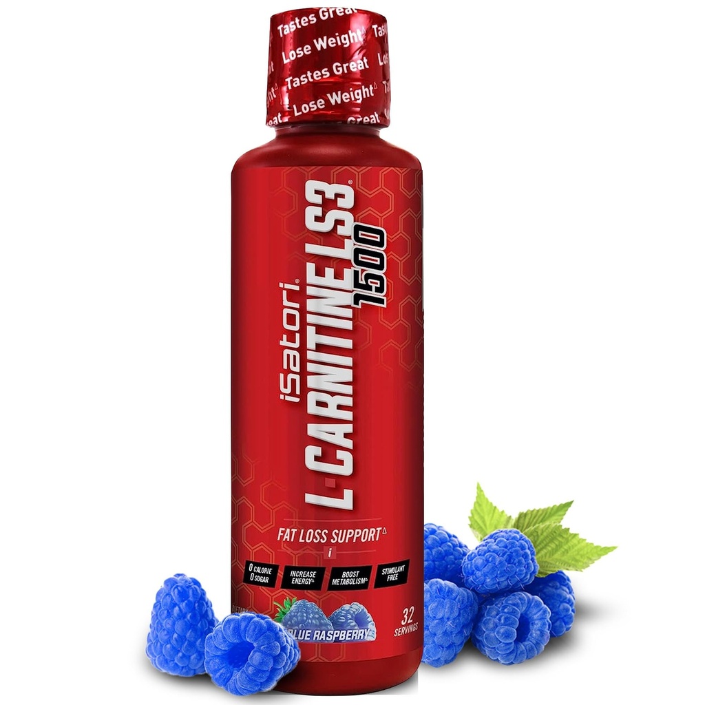 iSatori L-Carnitin LS3 1500, Triple-Blend Liquid L Carnitine Supplement, mit Acetyl & Tartrate, Stimulant Free Energy, Low Calories, Zucker oder Gluten, Keto-Friendly, Blue Raspberry (32 Servierungen)