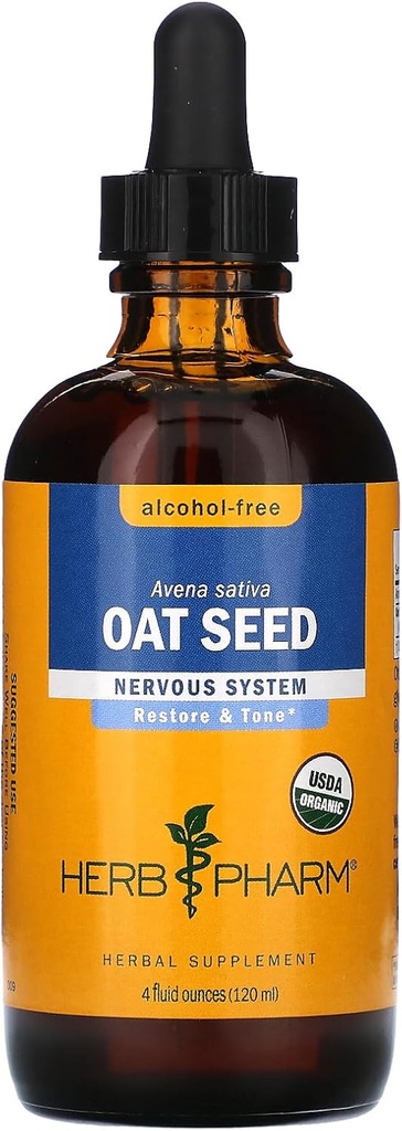 Herb Pharm Certified Organic Alcohol-Free Oat Seed Glycerite für Nervous System Support - 4 Unze