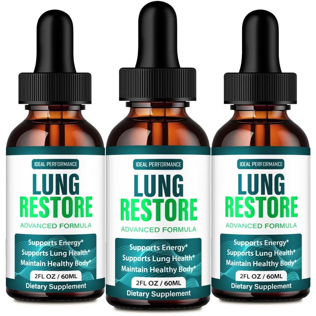 Lung Restore Drops, Official LungRestore Supplement Droppers - Maximum Strength, All Natural Lung Cleanse & Health Support, Advanced Liquid Formula for Healthy Flow, Comfort & Detox Reviews (3 Pack)