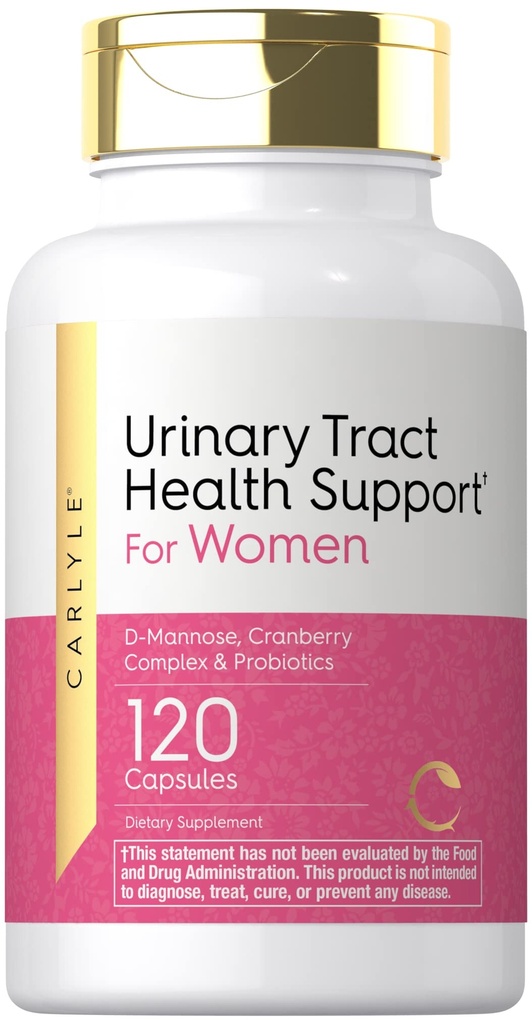 Carlyle Urinary Tract Gesundheit für Frauen | 120 Kapseln | Relief für Frauen | mit D-Mannose, Cranberry Complex & Probiotics | Non-GMO, Glutenfrei