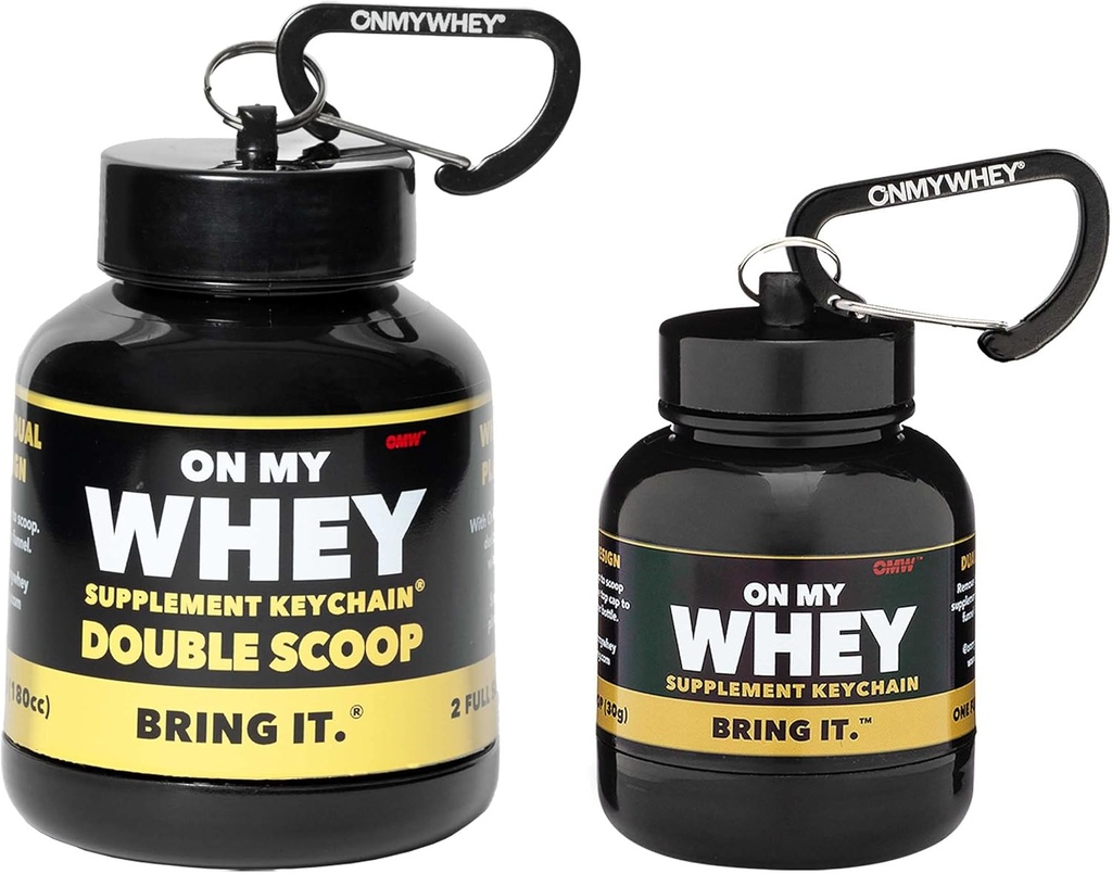 ONMYWHEY Protein-Pulver-Container zu gehen - Travel Water Bottle Funnel für Mixes, Portable Pre Workout Supplement Container & Dispenser Funnels, Mini Preworkout Ergänzungen Halter Schlüsselanhänger Flaschen